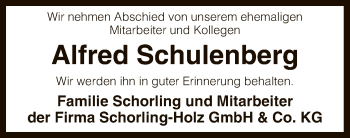 Traueranzeige von Alfred Schulenberg von SYK