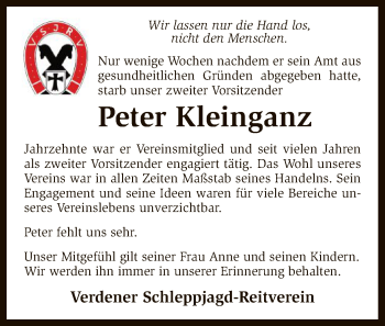 Traueranzeige von Peter Kleinganz von SYK