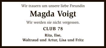 Traueranzeige von Magda Voigt von SYK