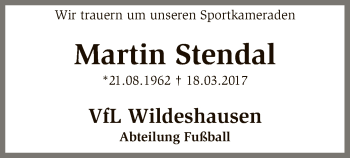 Traueranzeige von Martin Stendal von SYK