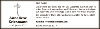 Traueranzeige von Anneliese Kriesmann von SYK