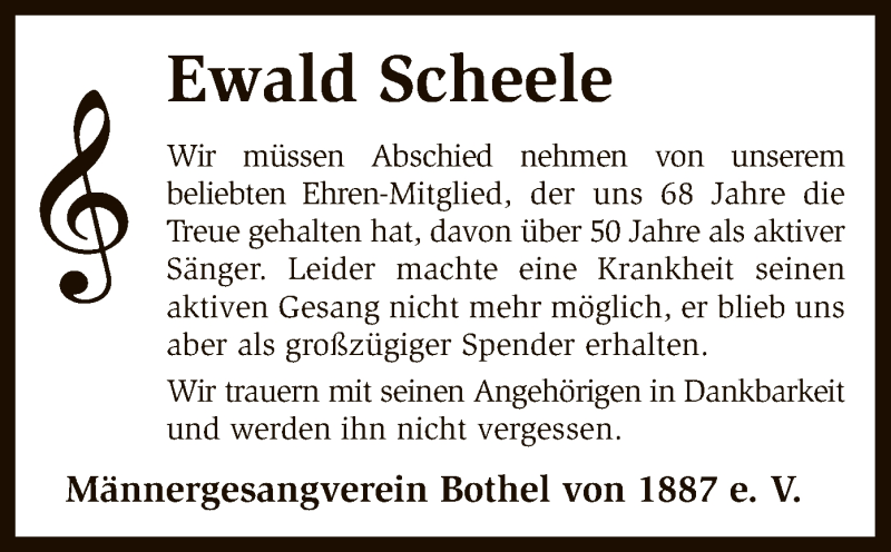  Traueranzeige für Ewald Scheele vom 30.03.2017 aus SYK