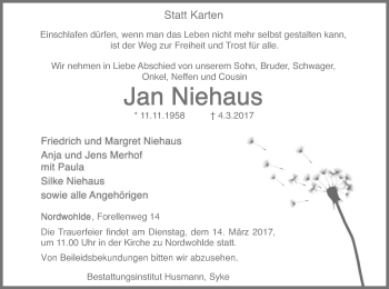 Traueranzeige von Jan Niehaus von SYK