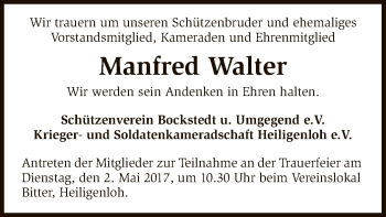 Traueranzeige von Manfred Walter von SYK