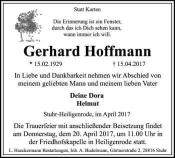 Traueranzeige von Gerhard Hoffmann von SYK