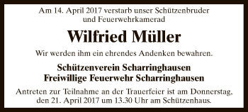 Traueranzeige von Wilfried Müller von SYK