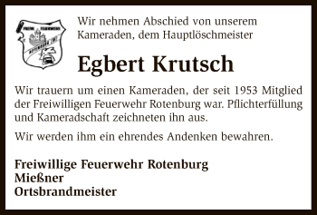Traueranzeige von Egbert Krutsch von SYK