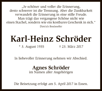 Traueranzeige von Karl-Heinz Schröder von SYK