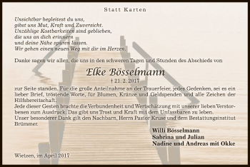 Traueranzeige von Elke Bösselmann von SYK