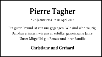 Traueranzeige von Pierre Tagher von SYK