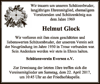 Traueranzeige von Helmut Glock von SYK