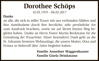 Traueranzeige von Dorothee Schöps von SYK