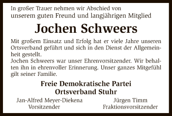 Traueranzeige von Jochen Schweers von SYK