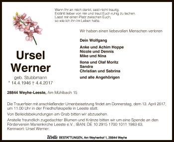 Traueranzeige von Ursel Werner von SYK