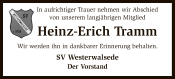 Traueranzeige von Heinz-Erich Tramm von SYK