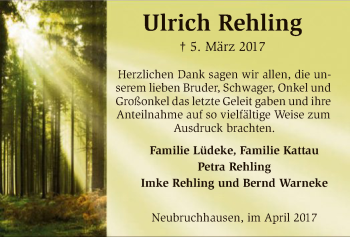 Traueranzeige von Ulrich Rehling von SYK