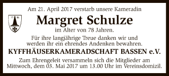 Traueranzeige von Margret Schulze von SYK