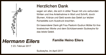 Traueranzeige von Hermann Eilers von SYK