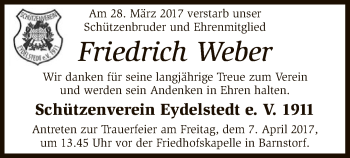 Traueranzeige von Friedrich Weber von SYK