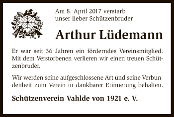 Traueranzeige von Arthur Lüdemann von SYK
