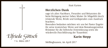 Traueranzeige von Elfriede Göttsch von SYK