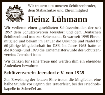 Traueranzeige von Heinz Lühmann von SYK