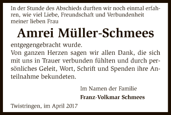 Traueranzeige von Amrei Müller-Schmees von SYK