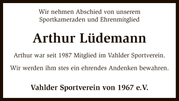 Traueranzeige von Arthur Lüdemann von SYK