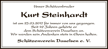 Traueranzeige von Kurt Steinhardt von SYK