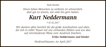 Traueranzeige von Kurt Neddermann von SYK