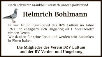 Traueranzeige von Heimrich Bohlmann von SYK