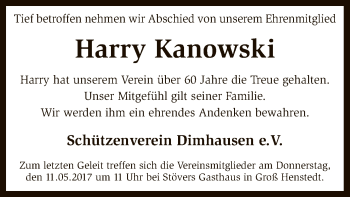 Traueranzeige von Harry Kanowski von SYK