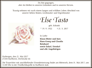 Traueranzeige von Else Tasto von SYK