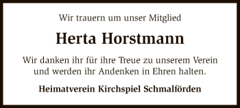 Traueranzeige von Herta Horstmann von SYK