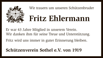 Traueranzeige von Fritz Ehlermann von SYK