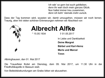 Traueranzeige von Albrecht Alfke von SYK