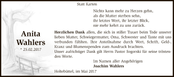 Traueranzeige von Anita Wahlers von SYK