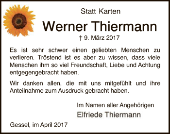 Traueranzeige von Werner Thiermann von SYK