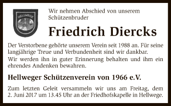 Traueranzeige von Friedrich Diercks von SYK