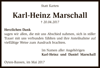 Traueranzeige von Karl-Heinz Marschall von SYK