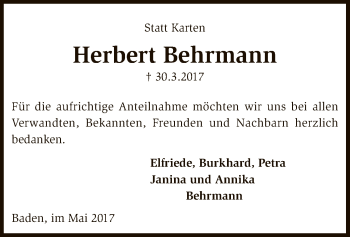 Traueranzeige von Herbert Behrmann von SYK