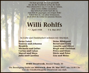 Traueranzeige von Willi Rohlfs von SYK