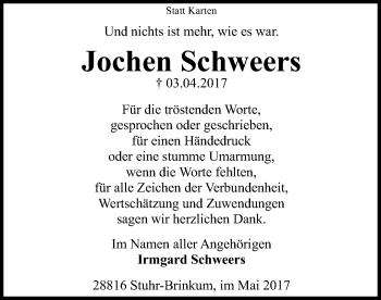 Traueranzeige von Jochen Schweers von SYK