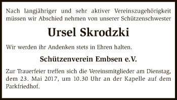 Traueranzeige von Ursel Skrodzki von SYK