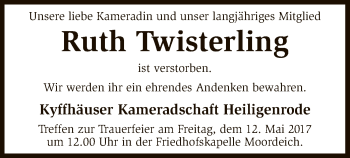 Traueranzeige von Ruth Twisterling von SYK