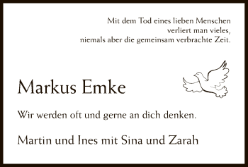 Traueranzeige von Markus Emke von SYK