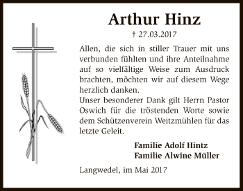 Traueranzeige von Arthur Hinz von SYK