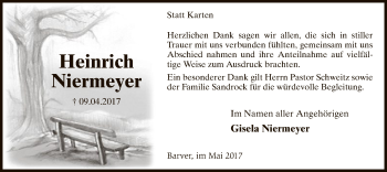 Traueranzeige von Heinrich Niermeyer von SYK