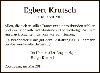 Traueranzeige von Egbert Krutsch von SYK