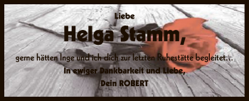 Traueranzeige von Helga Stamm von SYK